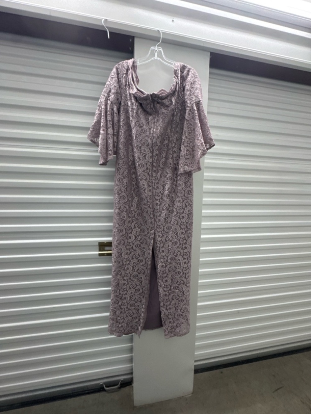 R&M Richards Off-Shoulder Lace A-Line Dress in Dusty Lavender - Picture 6 of 6